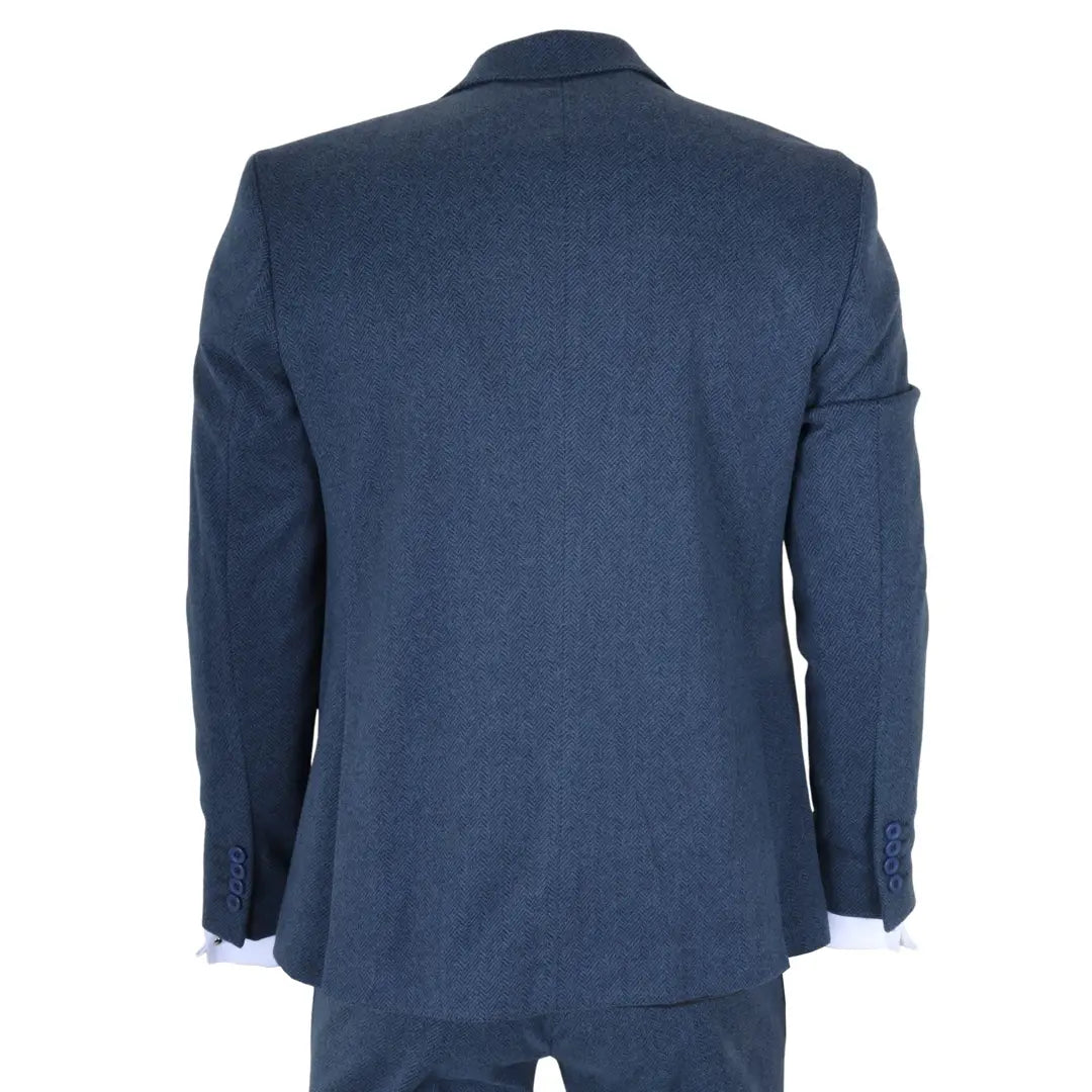 IM40 - Men's Blue 3 Piece Tweed Herringbone Suits