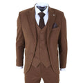 IM42 - Men's Brown 3 Piece Tweed Herringbone Suits