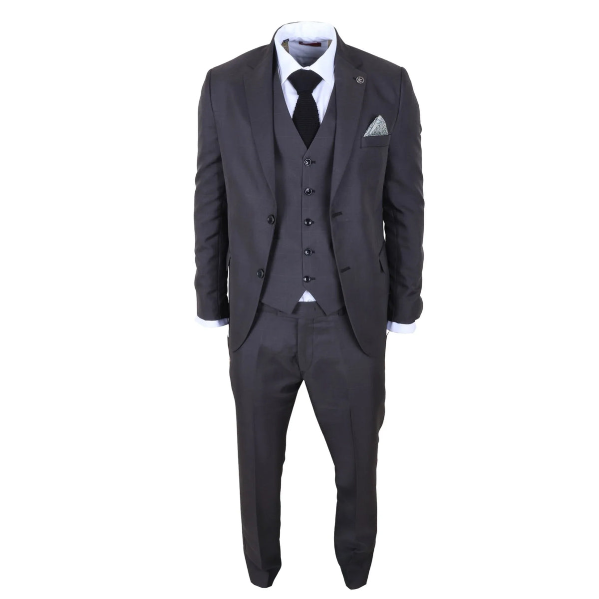 IM51 - Men's Charcoal Check 3 Piece Tailored Fit Suit