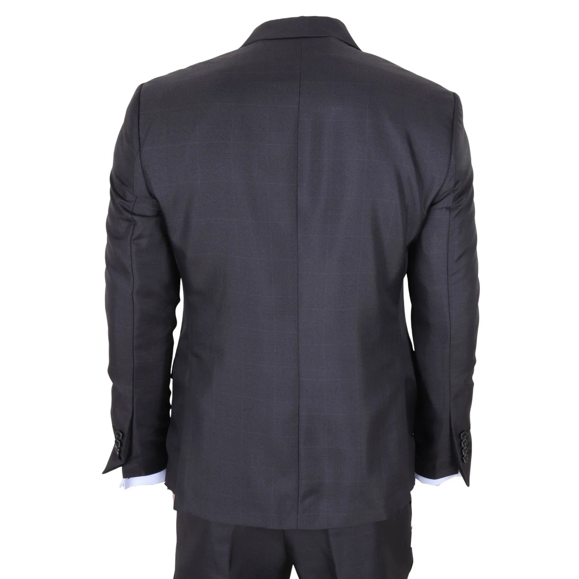IM51 - Men's Charcoal Check 3 Piece Tailored Fit Suit
