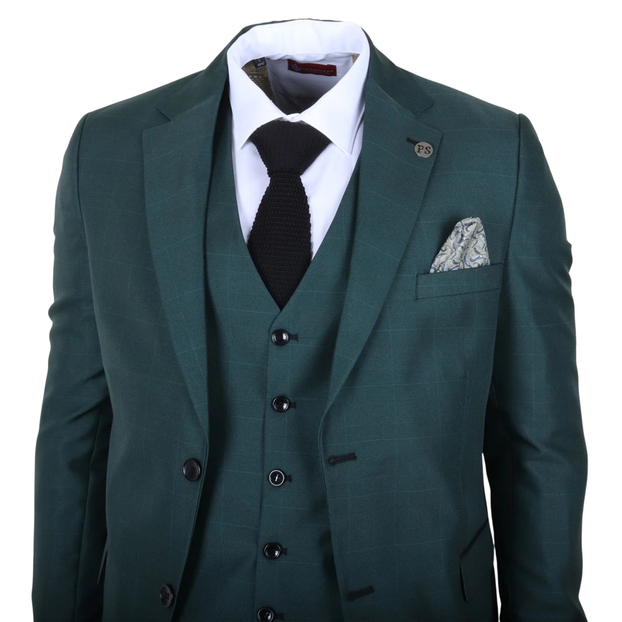 IM52 - Men's Green Check 3 Piece Tailored Fit Suit