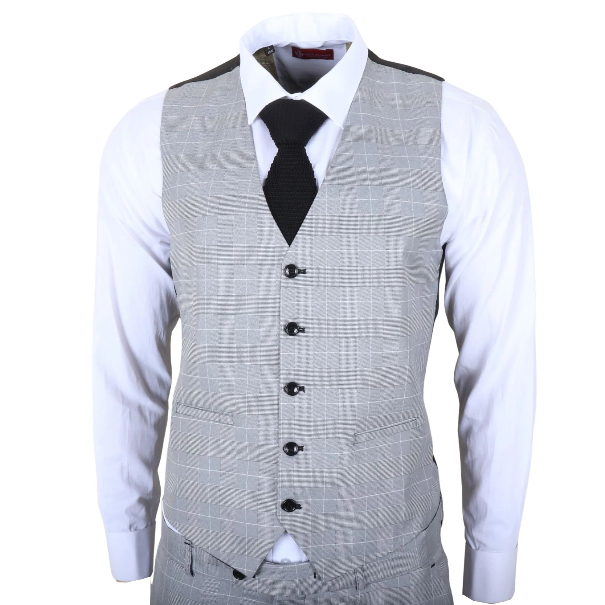 IM53 - Men's Grey Check 3 Piece Tailored Fit Suit