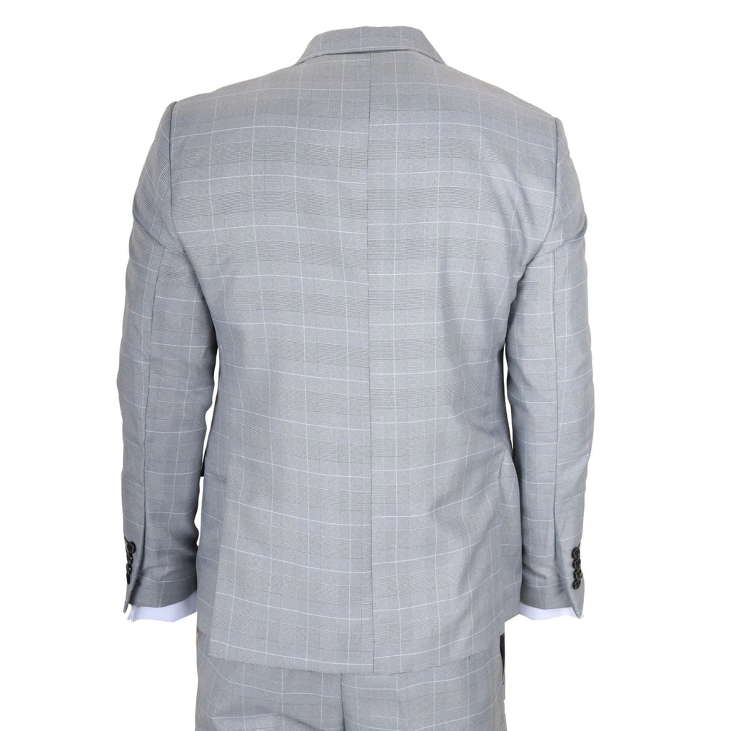 IM53 - Men's Grey Check 3 Piece Tailored Fit Suit
