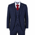 IM54 - Men's Navy Blue Check Tailored Fit 3 Piece Suit
