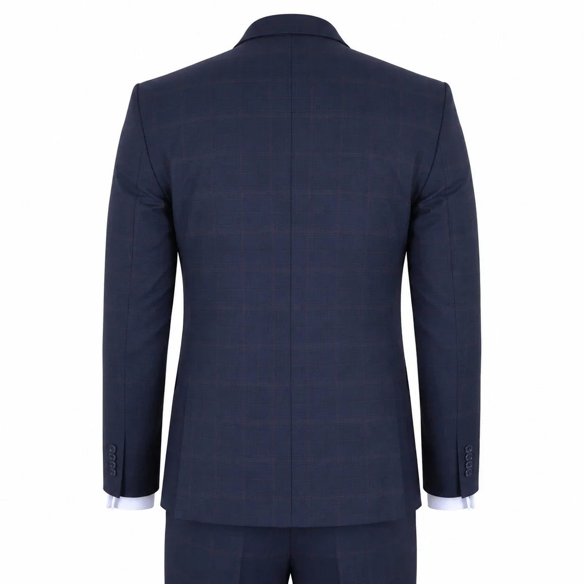 IM54 - Men's Navy Blue Check Tailored Fit 3 Piece Suit