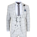 TP-33 - Men's 3 Piece Tailored Fit Grey Plaid Check Suit