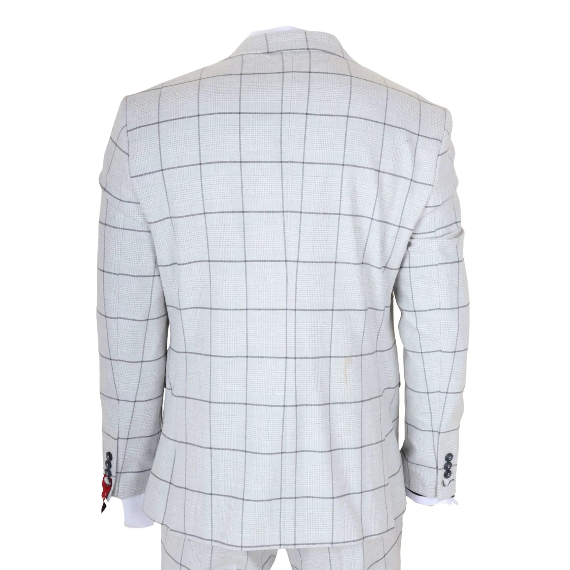 TP-33 - Men's 3 Piece Tailored Fit Grey Plaid Check Suit