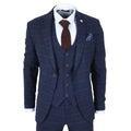 TP-34 - Men's 3 Piece Navy Plaid Check Tailored Fit Suit