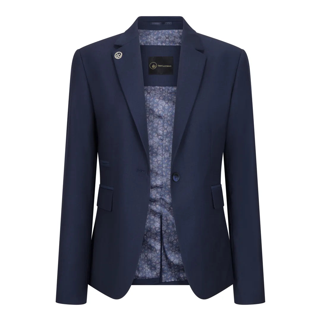 TPW-14 - Women's 3 Piece Plain Navy Blue Suit