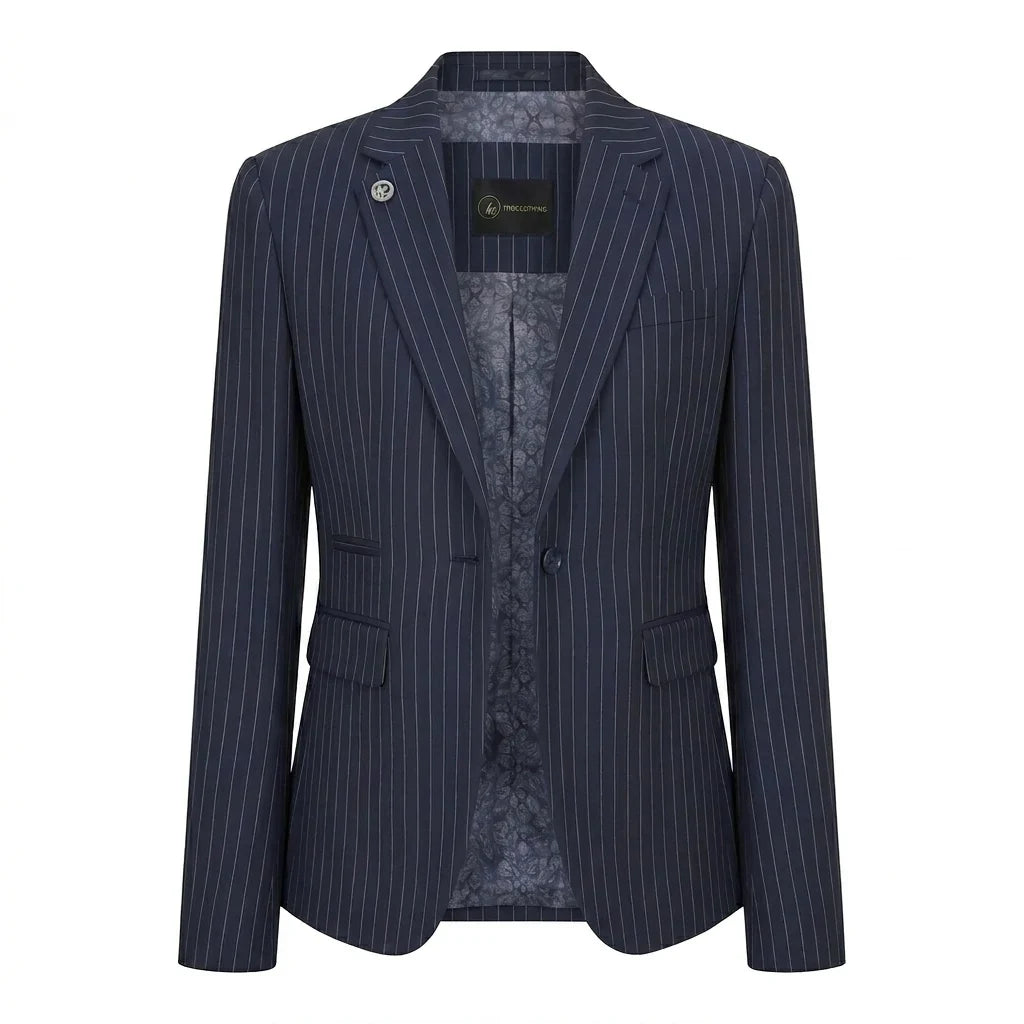 TPW-37 - Women's 3 Piece Navy Blue Pinstripe Suit