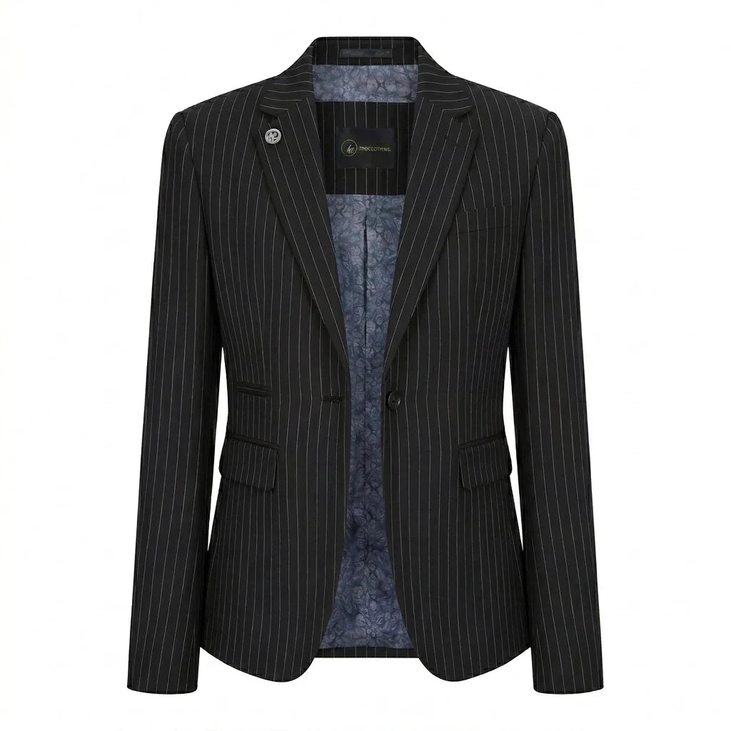 TPW-38 - Women's 3 Piece Black Pinstripe Suit