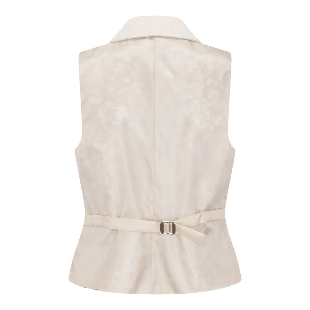 WSN15 - Women's Cream Wool Blend Tweed Blazer Waistcoat