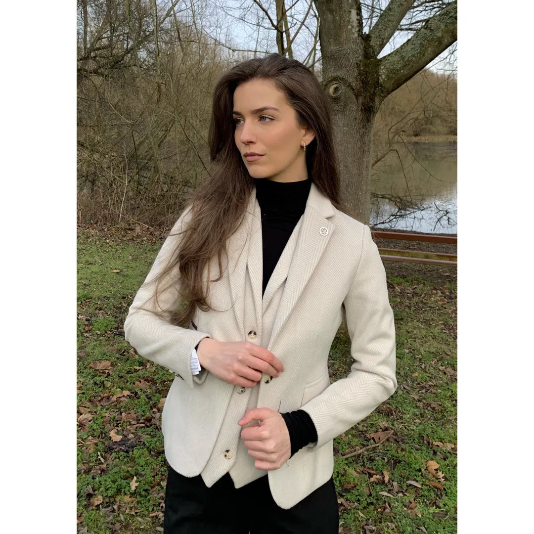 WSN15 - Women's Cream Wool Blend Tweed Blazer Waistcoat
