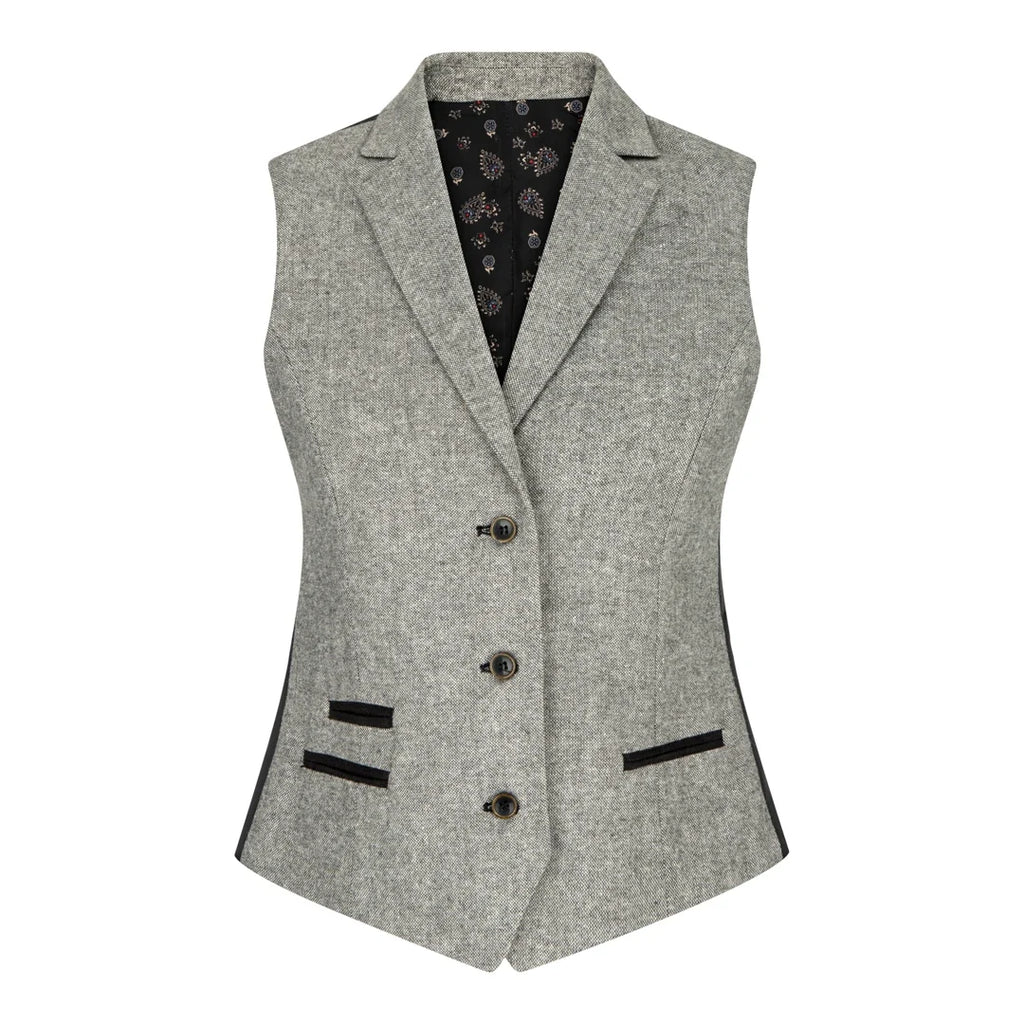 wsn03 - Women's Tweed Grey Blazer Jacket Waistcoat Elow Patch Peaky 1920s