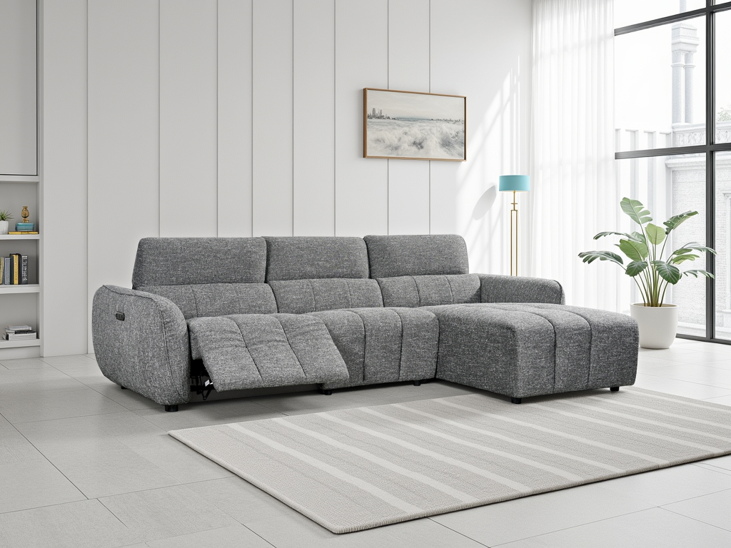 Luxurious Turin Electric Recliner Corner Sofa Charcoal Right Hand Configuration