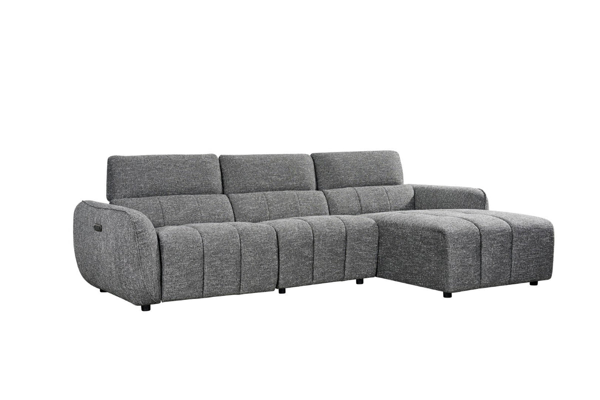 Luxurious Turin Electric Recliner Corner Sofa Charcoal Right Hand Configuration