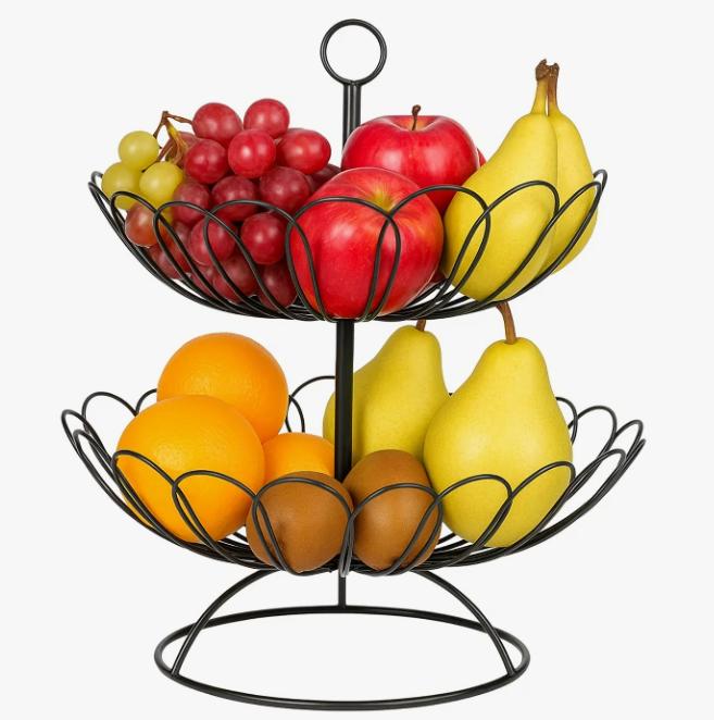 Stainless Steel 2-Tier Fruit Basket – Durable Metal Fruit Holder for Household