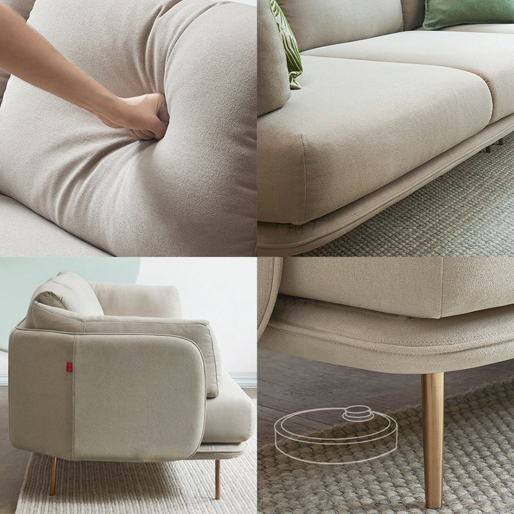 U182 Two Seater, Three Seater, Modular Sofa, Off-White Cotton Linen