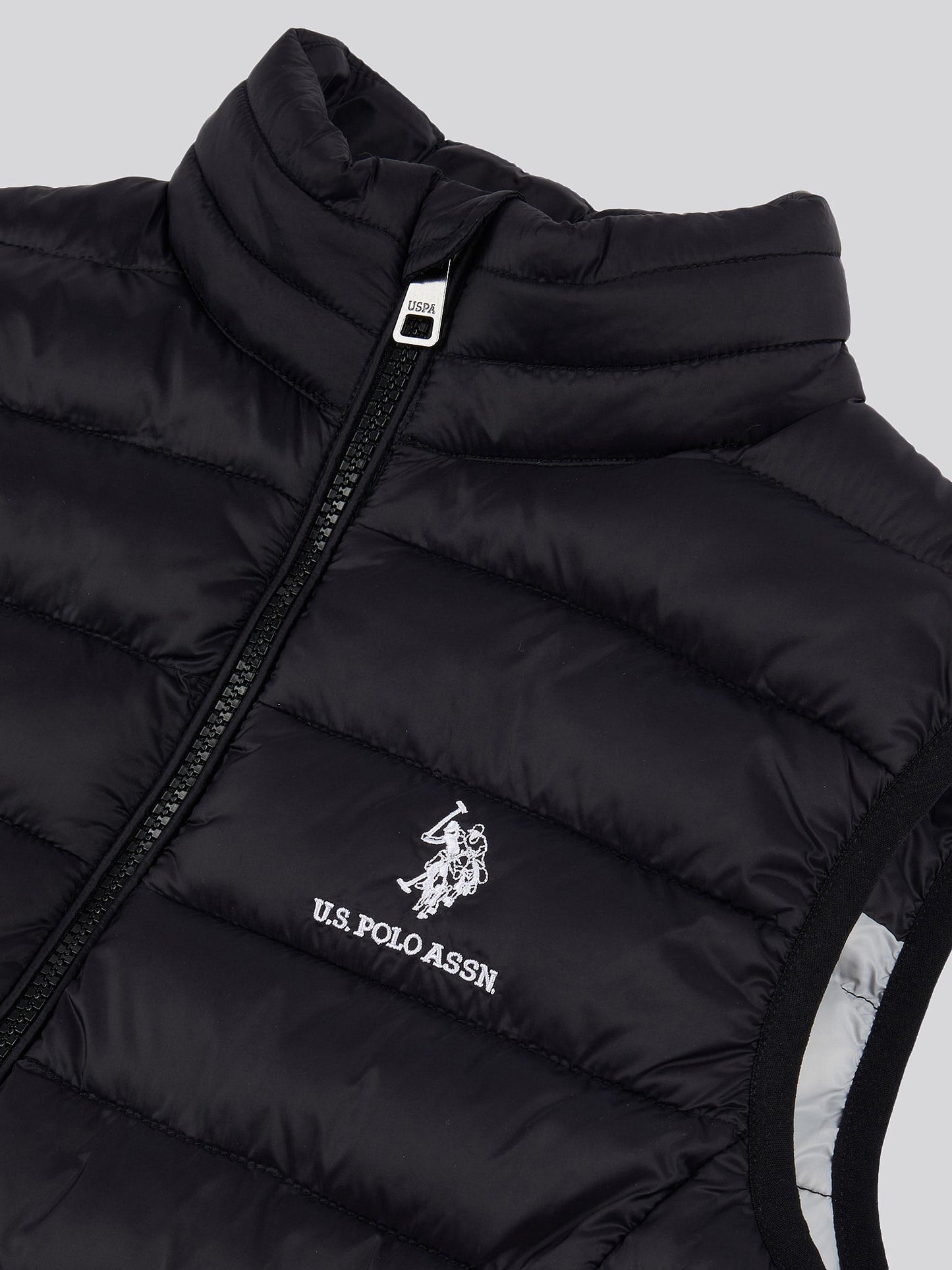 Boys Bound Quilted Gilet in Black Bright White DHM
