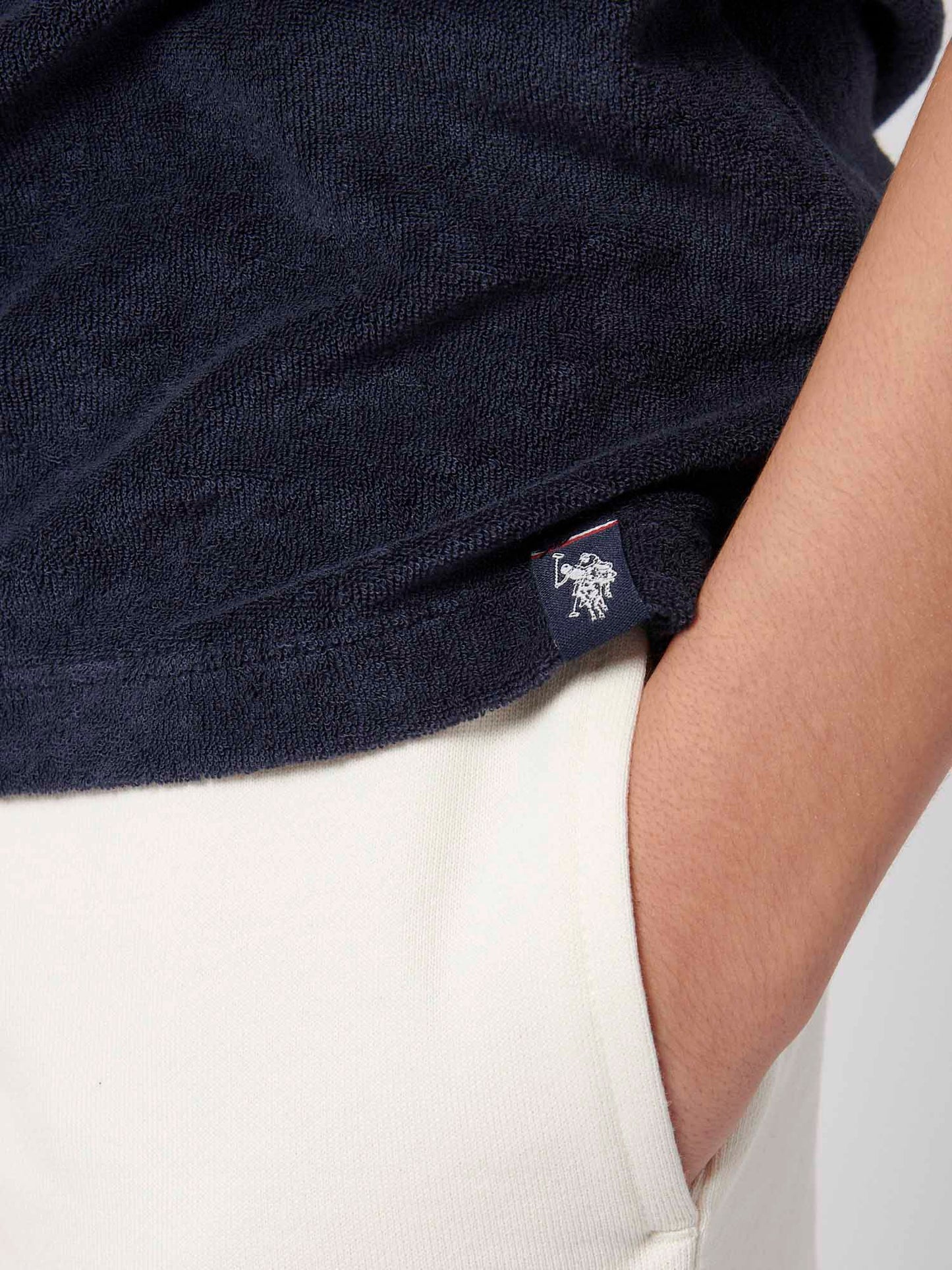 Boys Terry Reverse Collar Polo Shirt in Dark Sapphire Navy