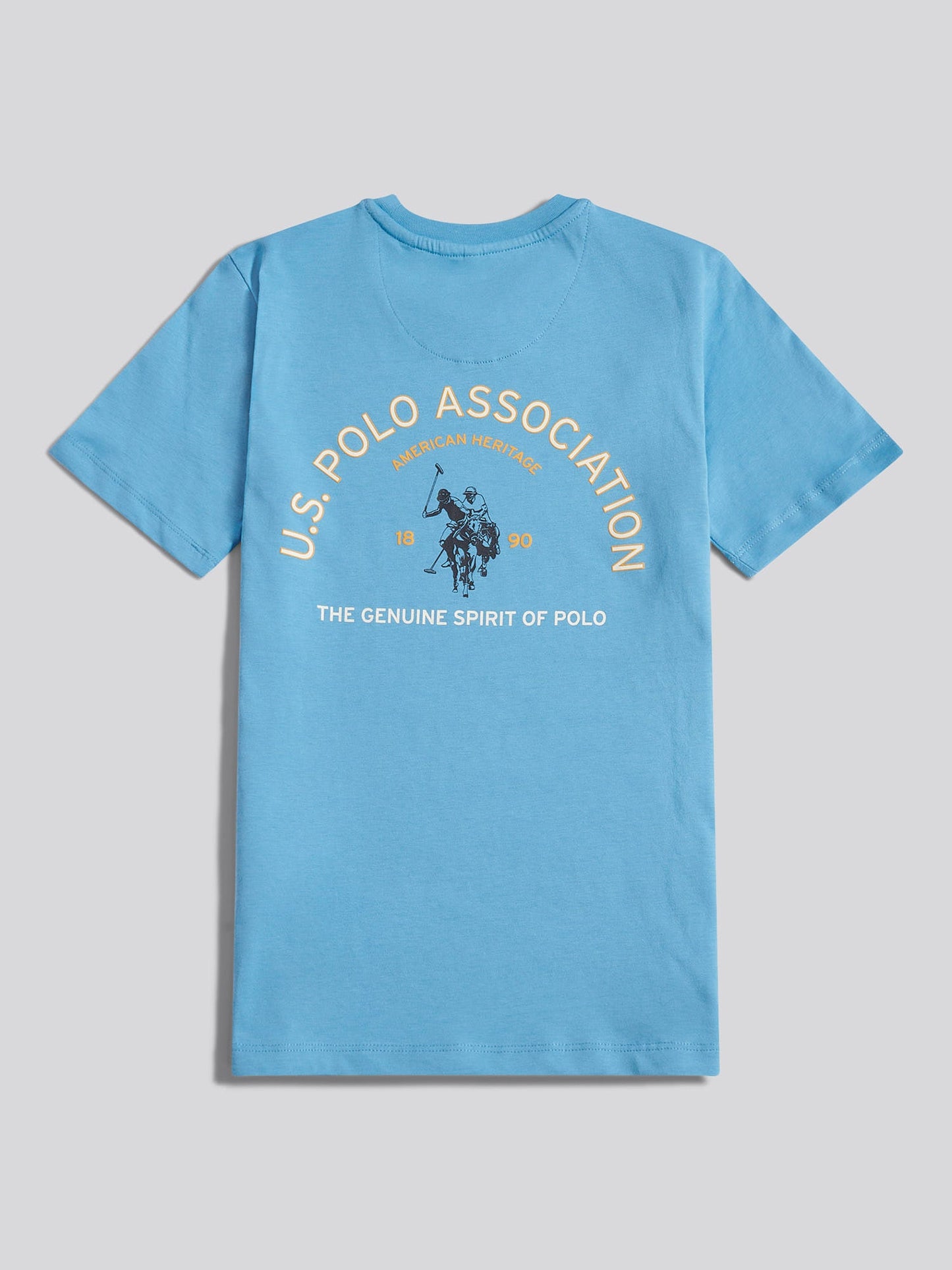 Boys Front Back Print Graphic T-Shirt in Heritage Blue