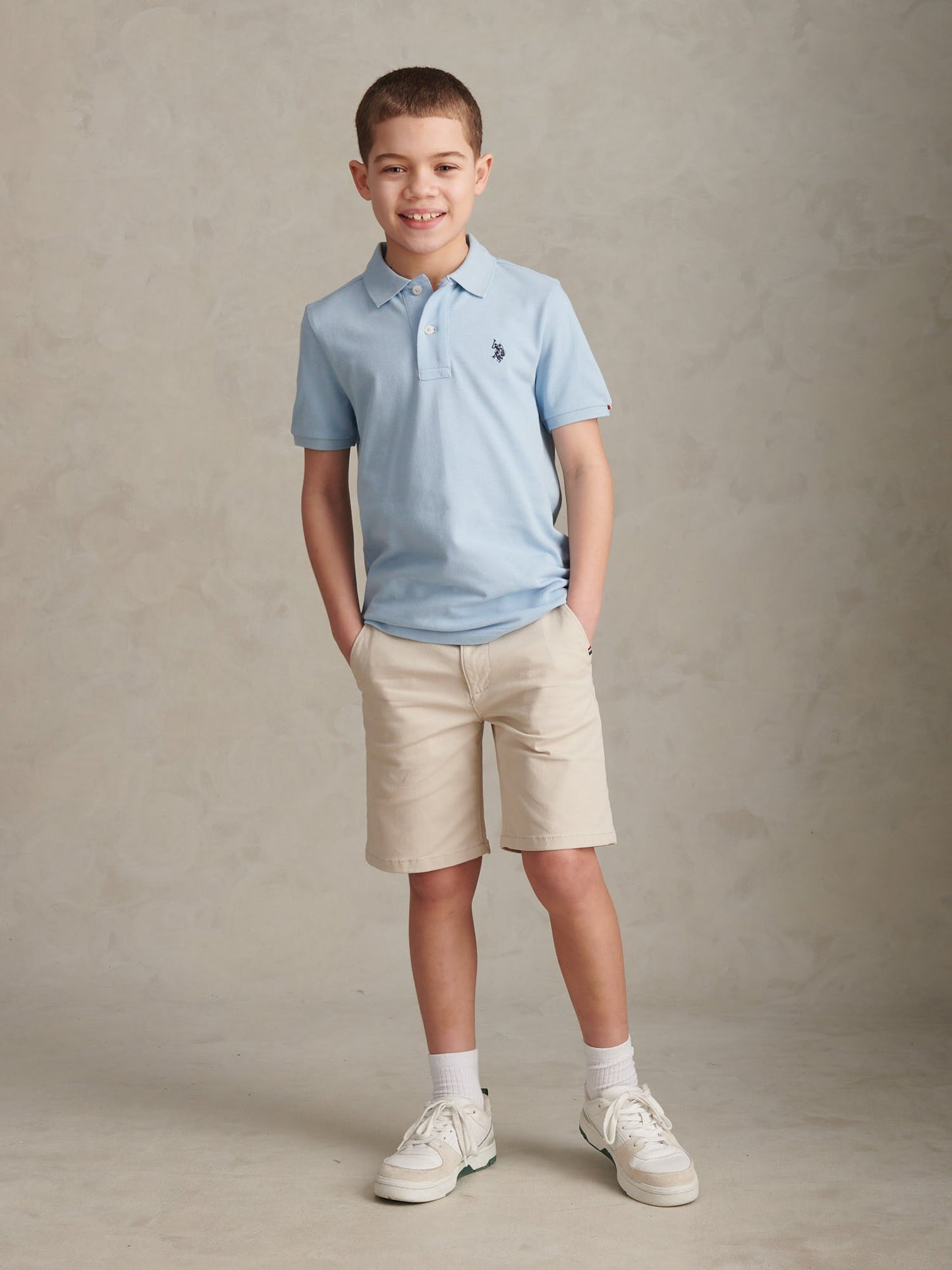Boys Double Horsemen Polo Shirt Chambray Blue