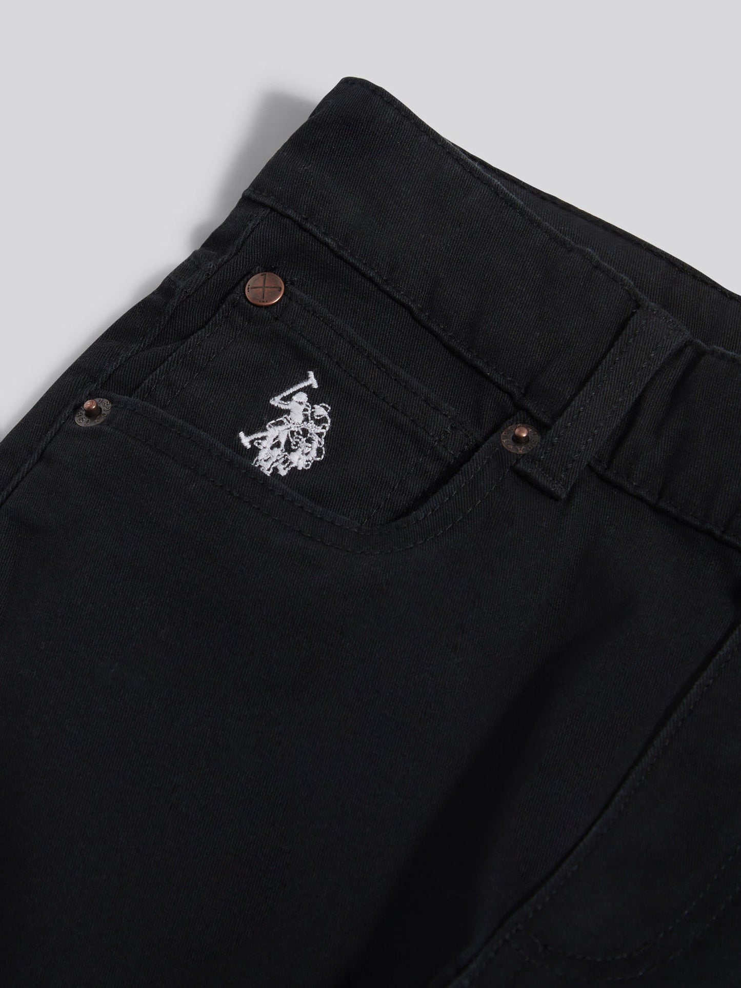 Boys Core 5 Pocket Trouser in Black Bright White DHM