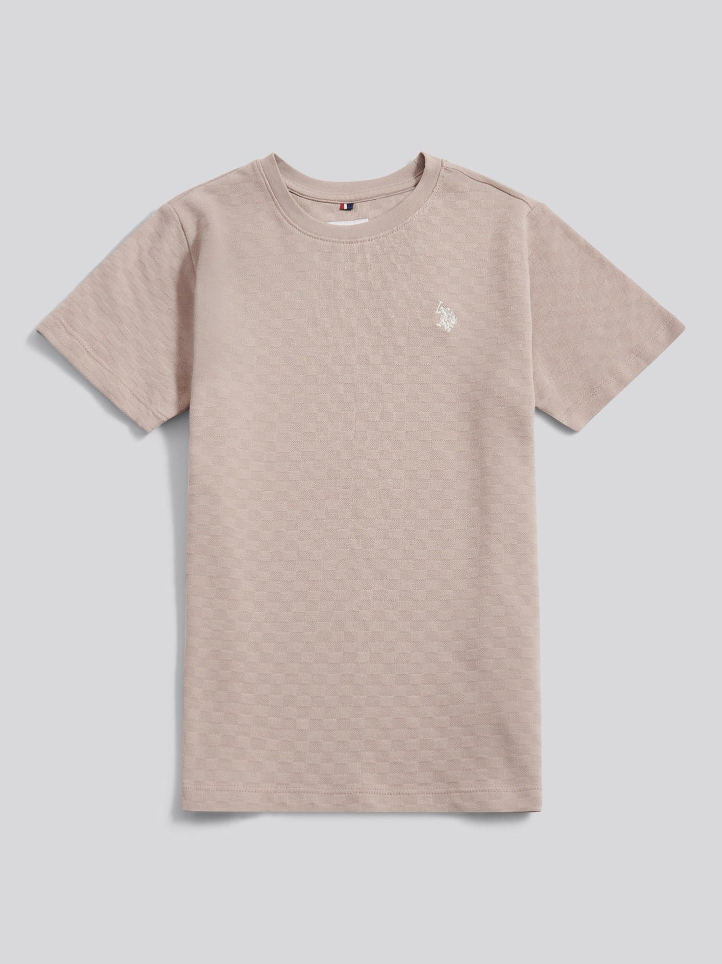 Boys Check Texture T-Shirt, in Atmosphere