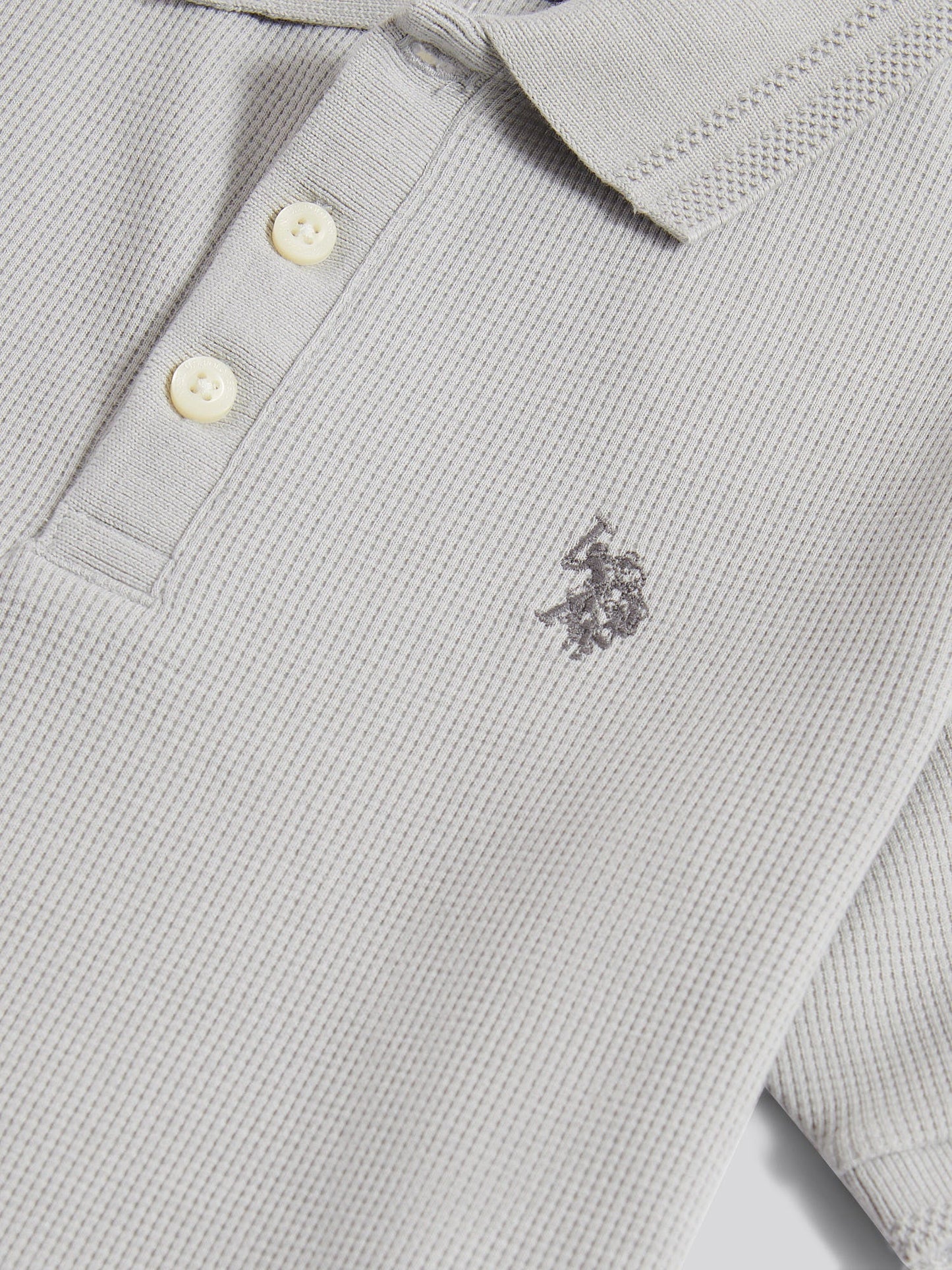 Boys Waffle Texture Polo Shirt in High Rise