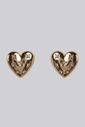 Louche Lettice Large Gold Diamante Heart Stud Earrings