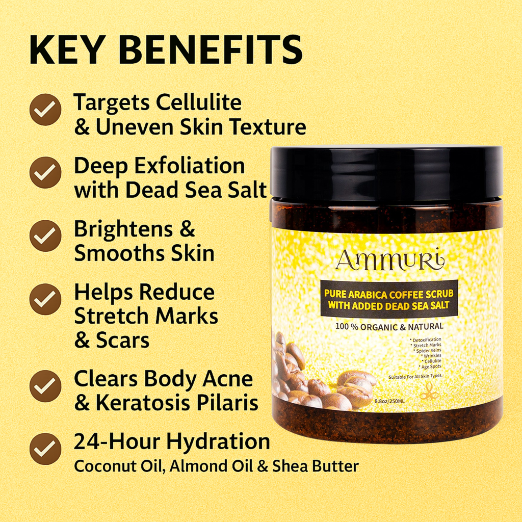 Ammuri Organic Coffee Body Scrub with Dead Sea Salt
