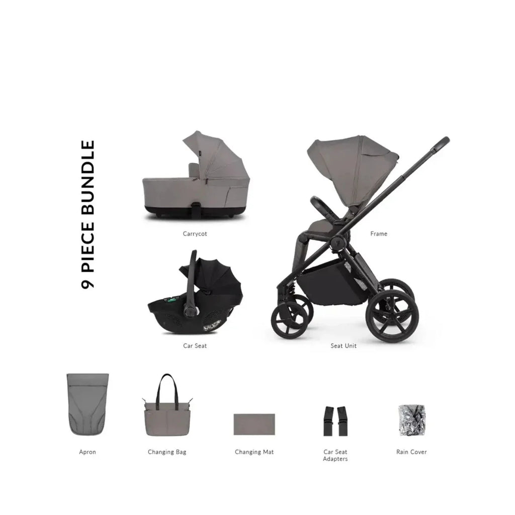 Venicci Claro 2 3-in-1 9 piece Comfort Bundle - Black/Fog