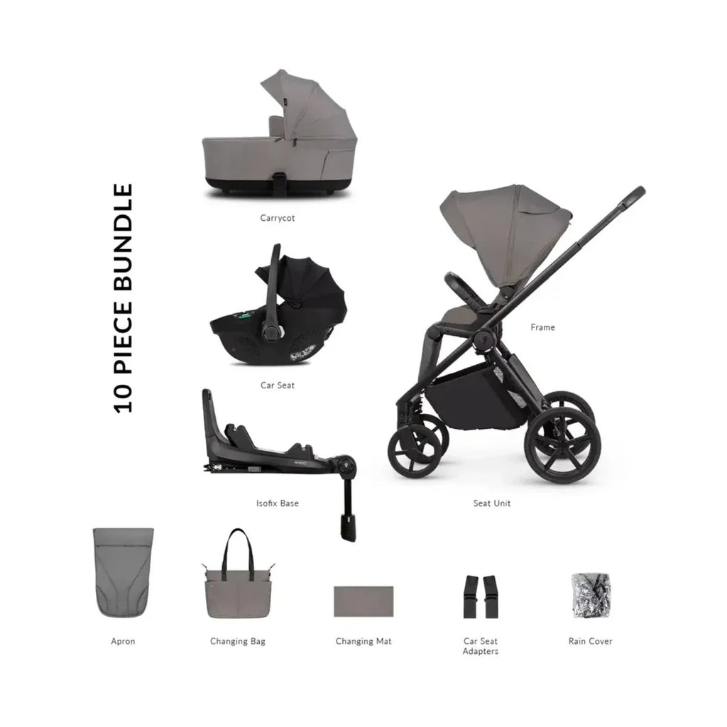 Venicci Claro 2 4-in-1 10 piece Luxury Bundle - Black/Fog