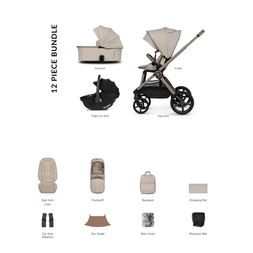 Venicci Upline 3 3-in-1 12 piece Comfort Bundle - Beige/Pebble