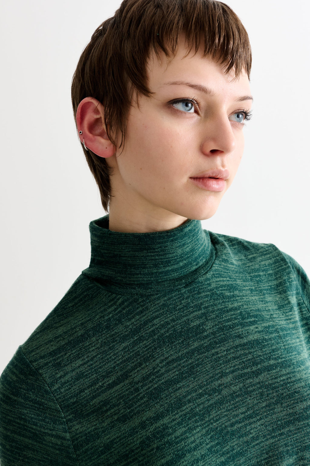 Vista Sustainable Marl Short Sleeve Polo Neck Top - Green