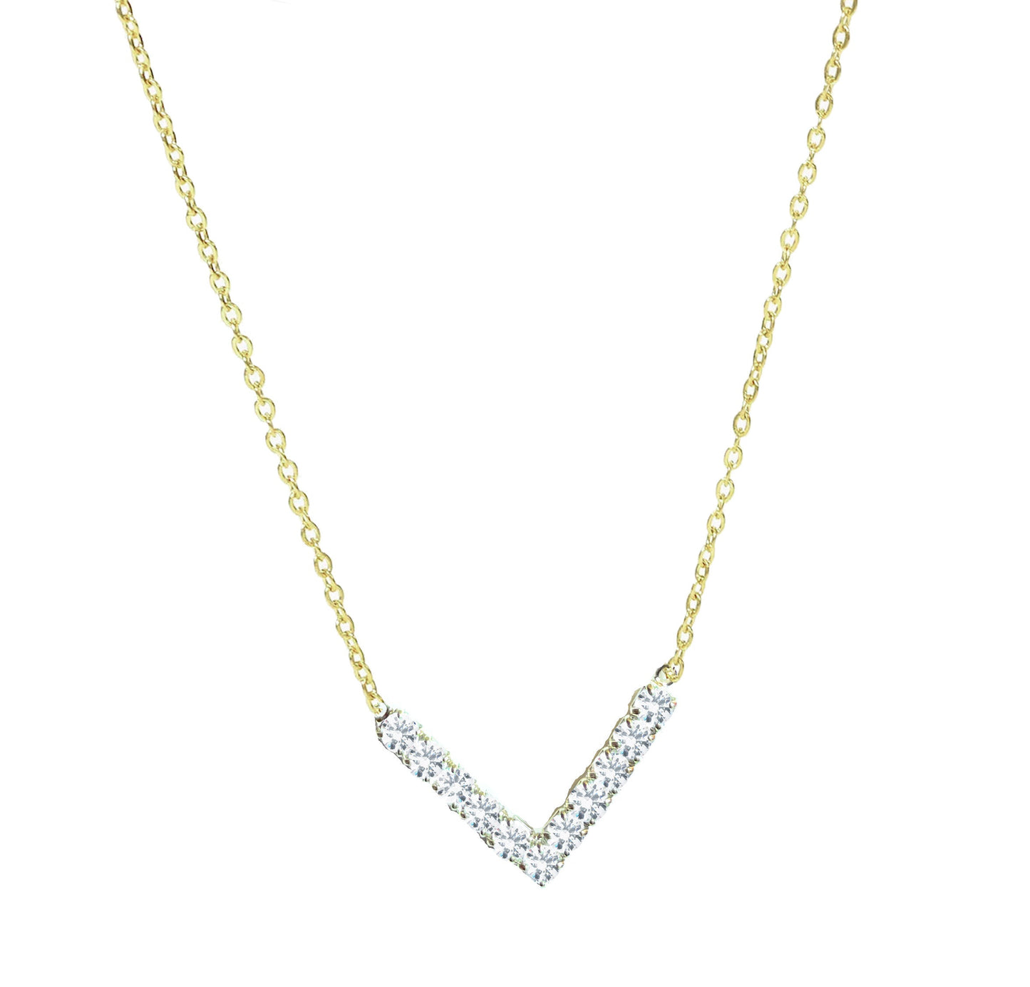 V Necklace CZ Crystal Pendant Necklace Golf Chain Pendant with Gift Pouch