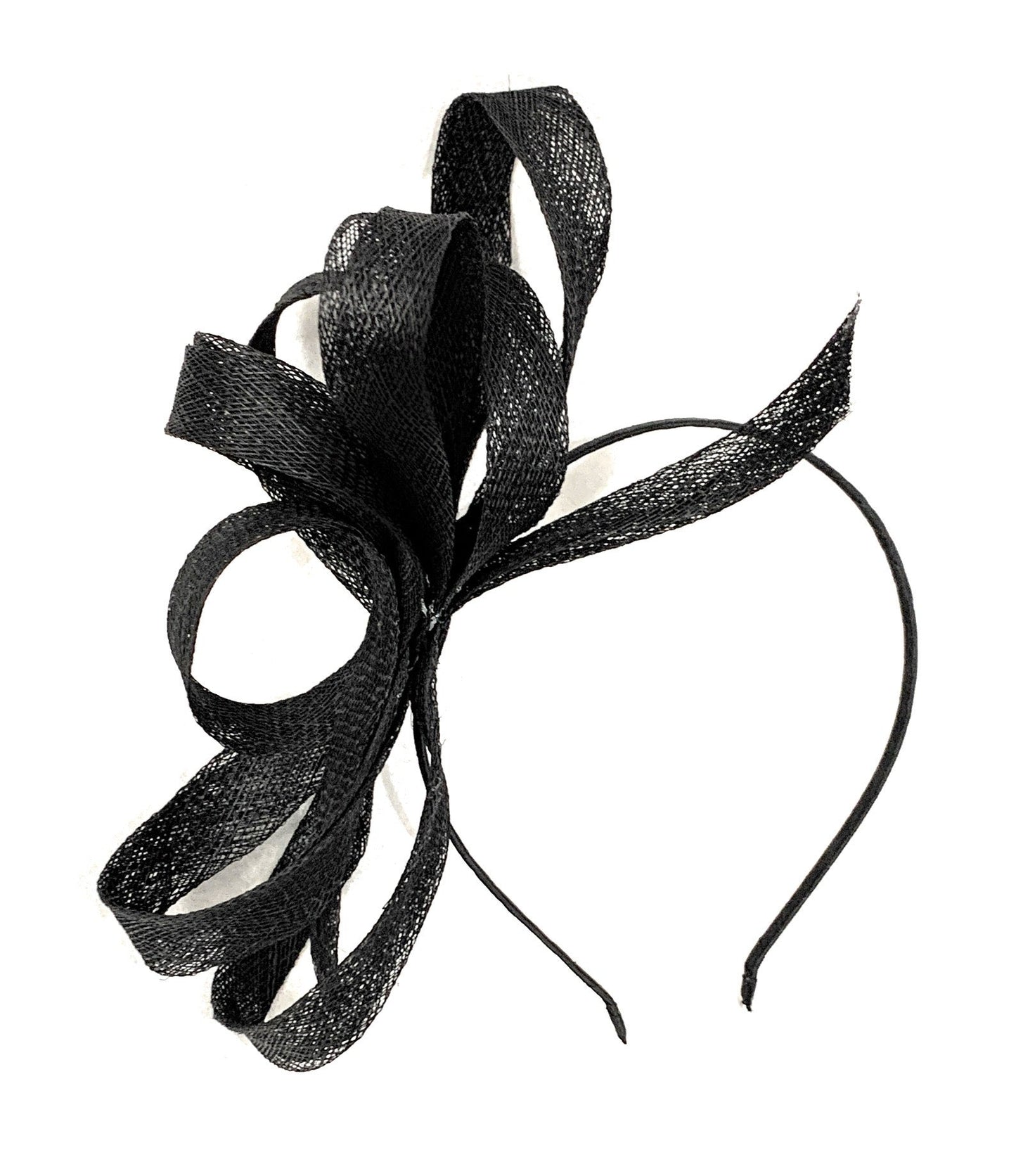 Caprilite Vegan Fascinator on Headband Wedding Sinamay Full Hoop Ladies Day Ascot Races - Black