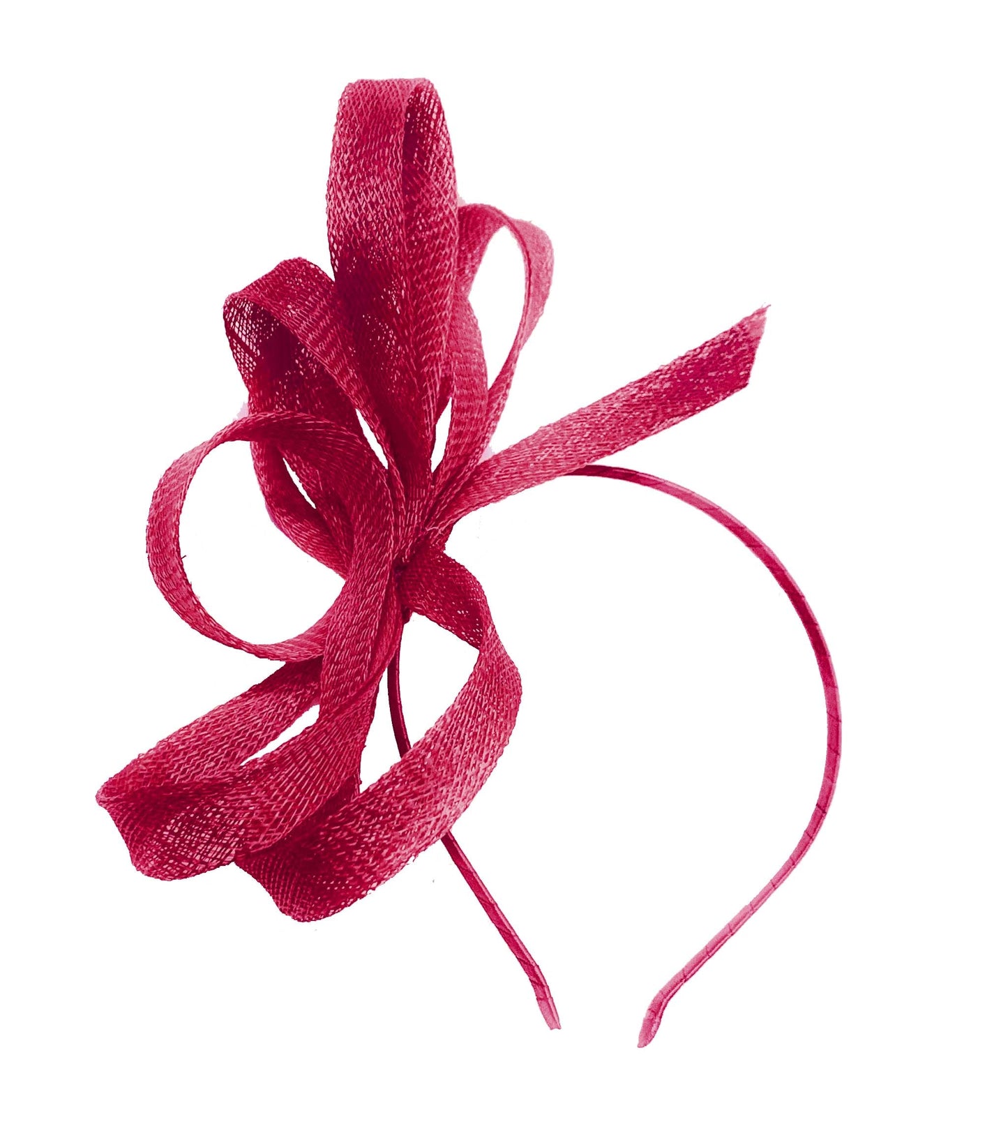 Caprilite Burgundy Wine Red Vegan Fascinator on Headband Wedding Sinamay Full Hoop Ladies Day Ascot Races