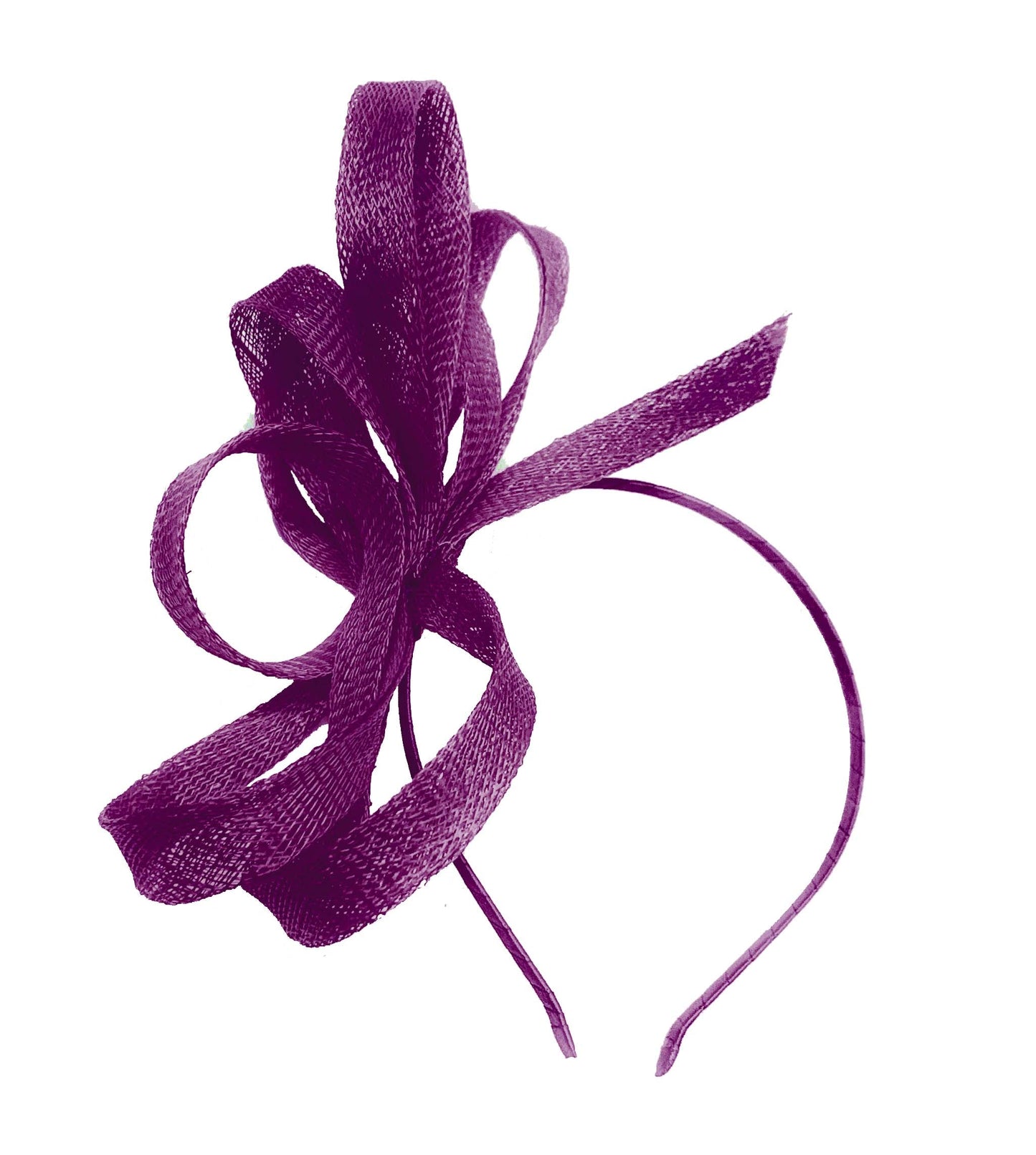 Caprilite Dark Purple / Plum Vegan Fascinator on Headband Wedding Sinamay Full Hoop Ladies Day Ascot Races