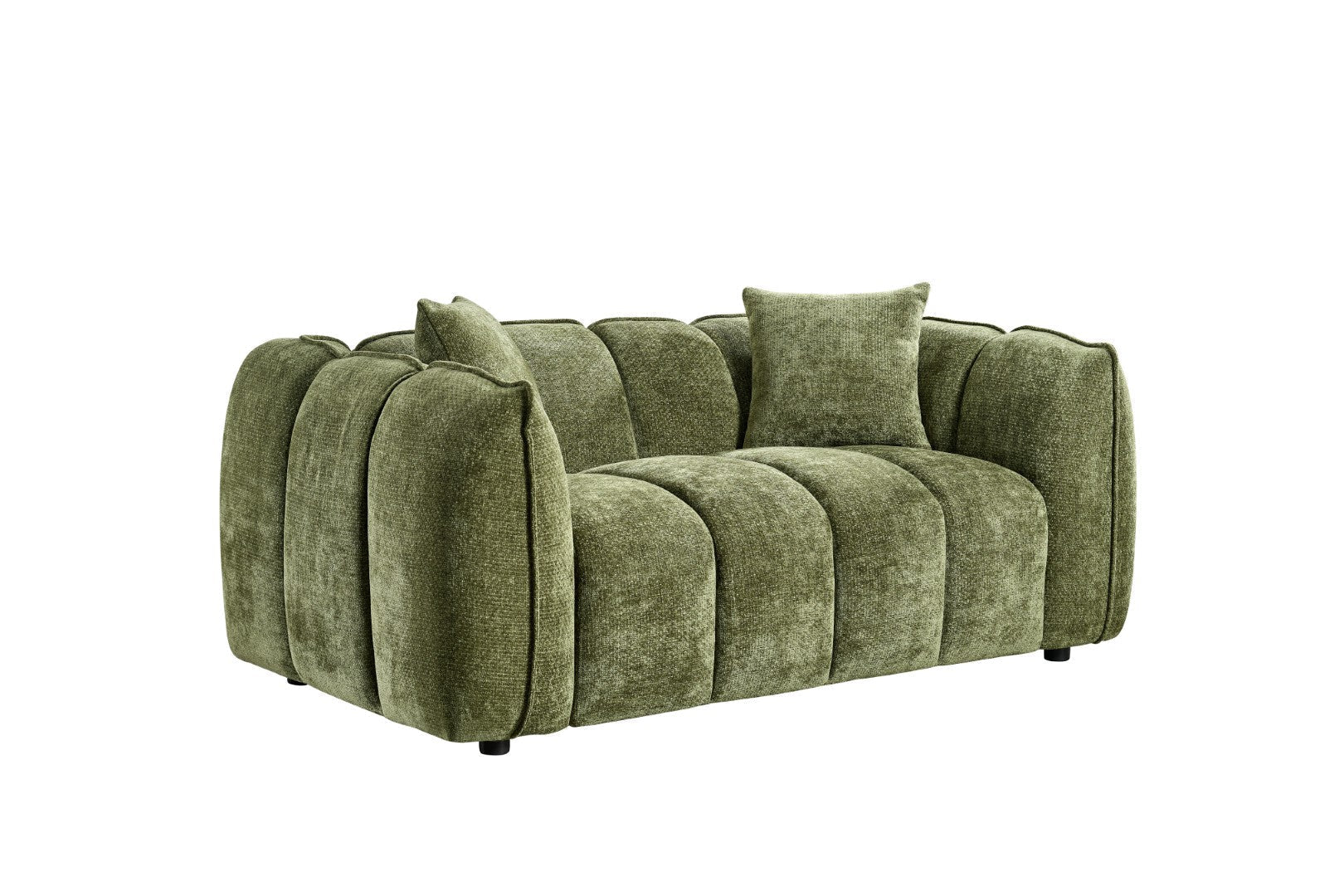Venice 2-Seater Velvet Sofa: Channel Tufted Design, Deep Seating
