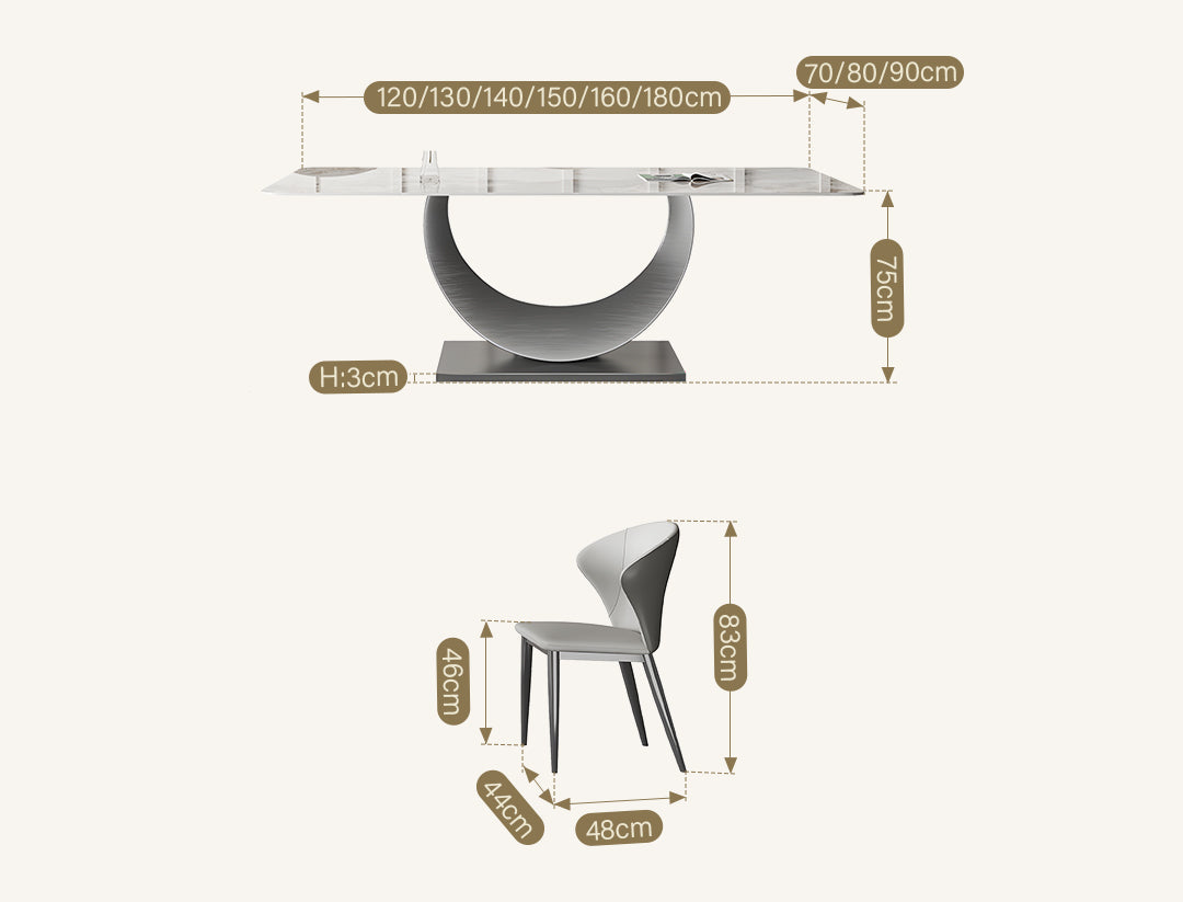 Vera Dining Table & Chairs, Sintered Stone, White