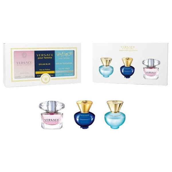 Versace Miniatures for Her Gift Set 5ml Bright Crystal EDT + 5ml Dylan Blue EDP + 5ml  Dylan Turquoise EDT