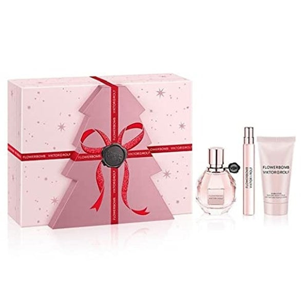Viktor & Rolf FlowerBomb Christmas Edition Gift Set 50ml EDP + 10ml EDP + 50ml Body Cream