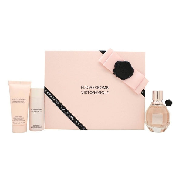 Viktor & Rolf FlowerBomb Gift Set 50ml EDP + 50ml Body Lotion + 50ml Shower Gel