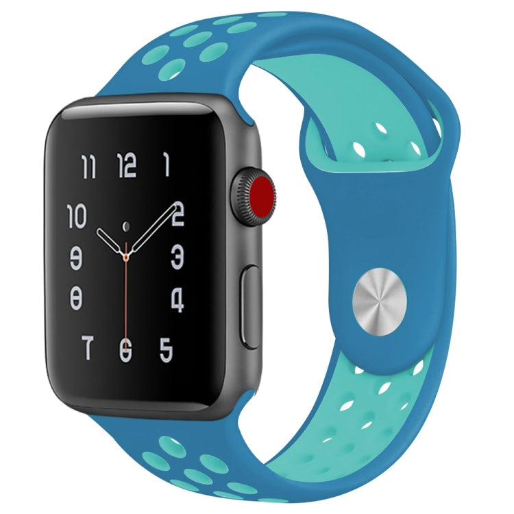For Apple Watch Series 10 42mm / 9&8&7 41mm / SE 3&SE 2&6&SE&5&4 40mm / 3&2&1 38mm Fashionable Classical Silicone Sport Watch Band(Grey White)