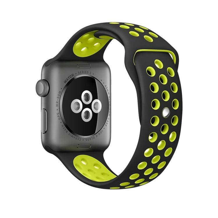 Fashionable Silicone Sport Band for Apple Watch 49mm/45mm/44mm/42mm/41mm (Black & Yellow)