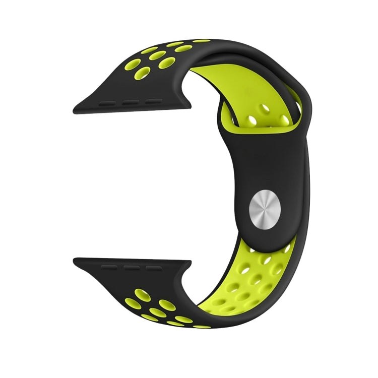 Fashionable Silicone Sport Band for Apple Watch 49mm/45mm/44mm/42mm/41mm (Black & Yellow)