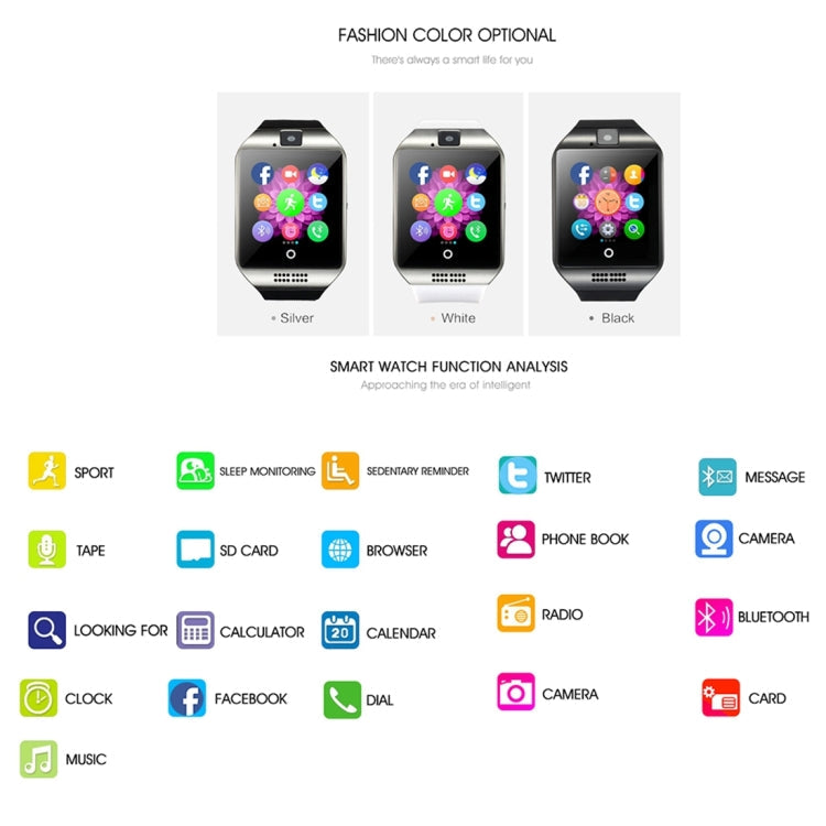 Q18 1.54 inch TFT Screen MTK6260A 360MHz Bluetooth 3.0 Smart Watch Phone, 128M + 64M Memory(Black)