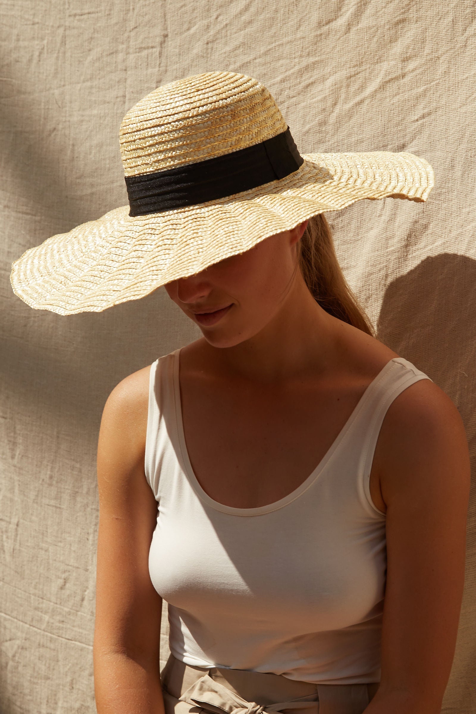Louche Wave Wide Brimmed Straw Hat