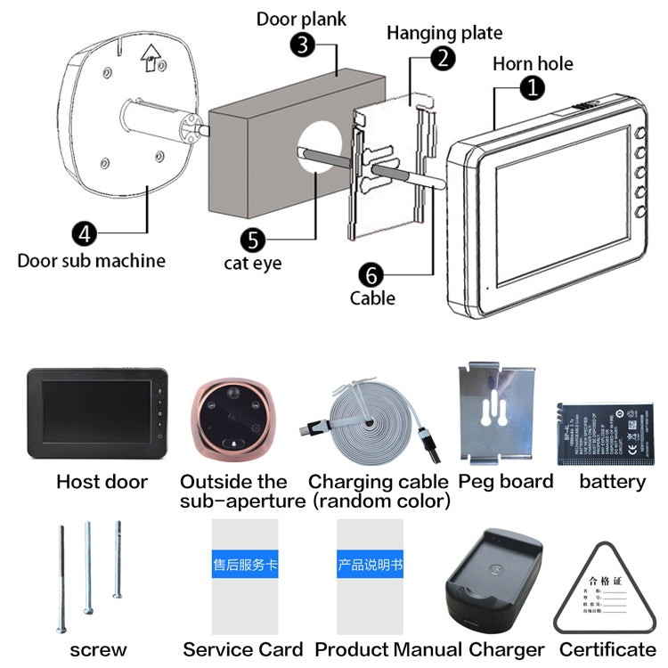 M4300A 4.3 inch Display Screen 3.0MP Camera Video Smart Doorbell, Support TF Card (32GB Max) & Motion Detection & Infrared Night Vision